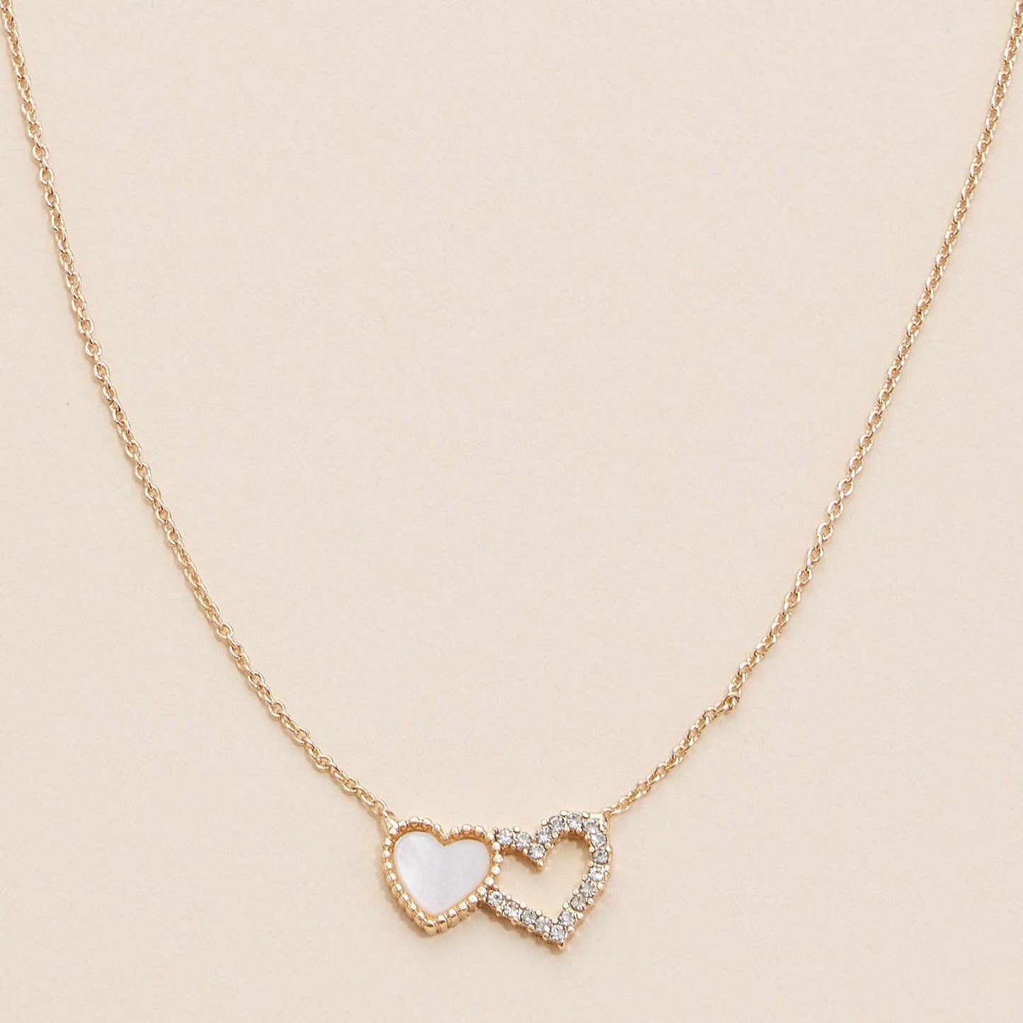 Double Heart Pendant Necklace