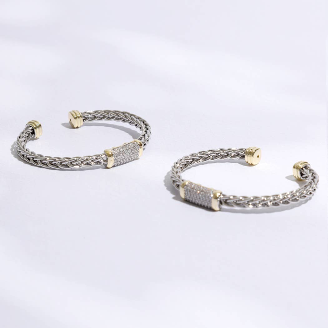Braided Bangle with Bar Design Bracelet