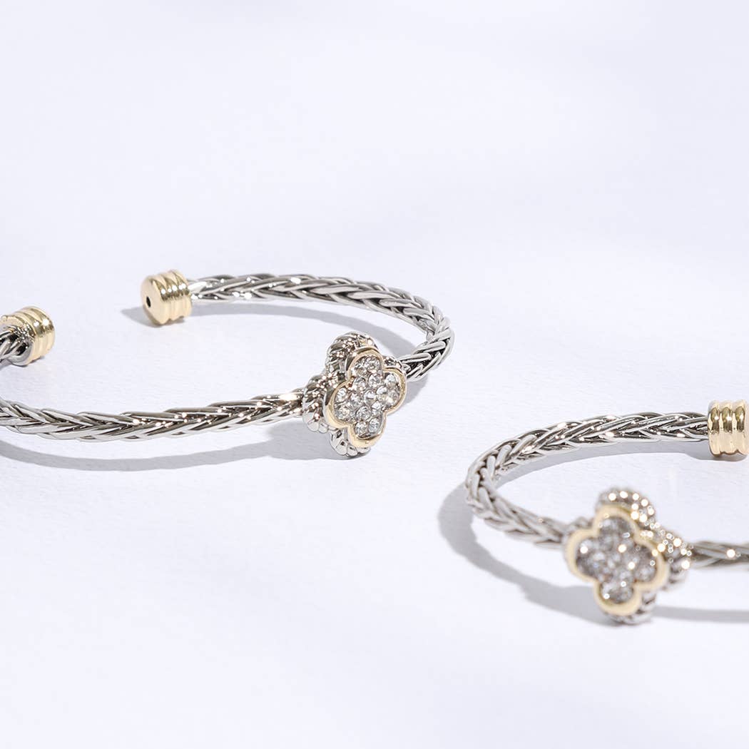 Clover Multi-Toned Twisted Cuff Bracelet