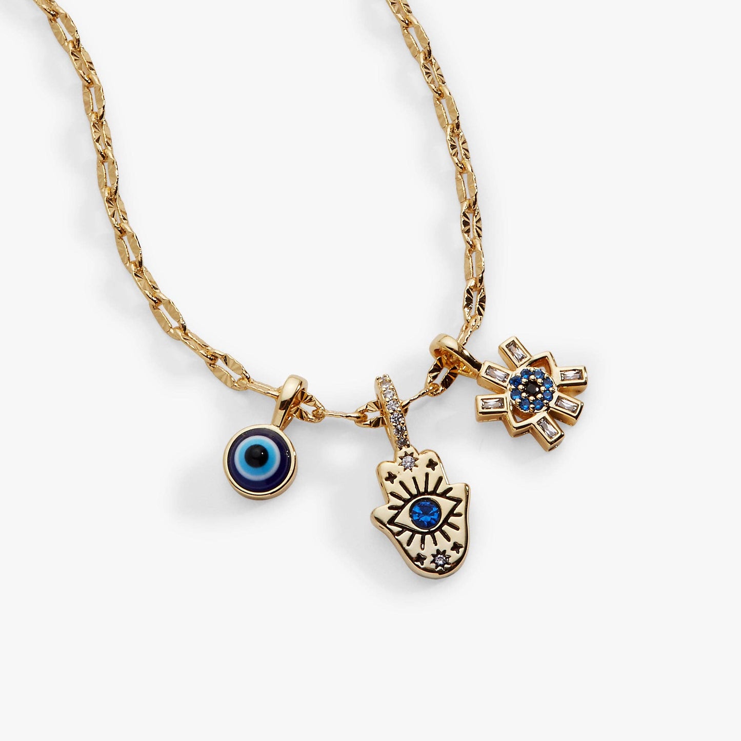 Evil Eye Triple Charm Necklace