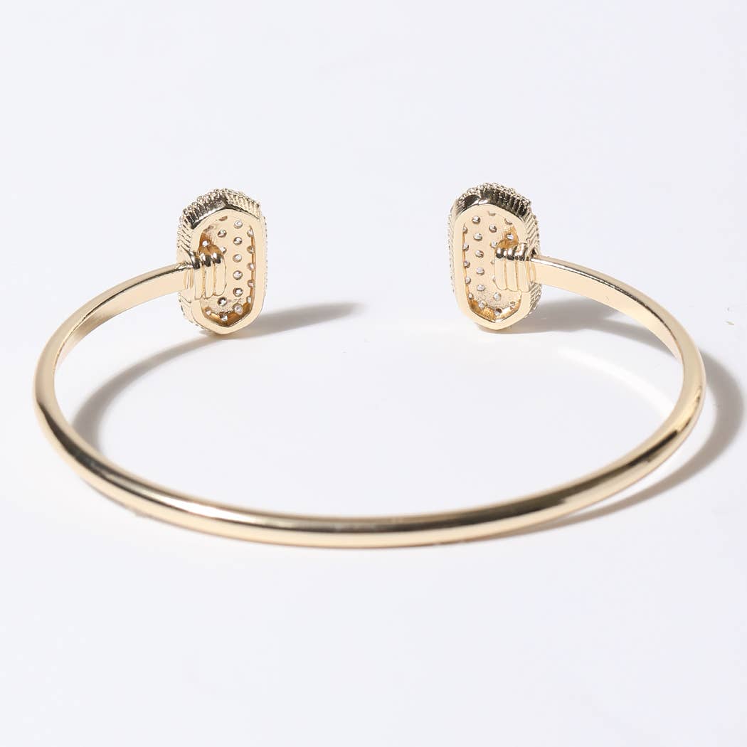Gold Wire Pave Hexagon Bangle Bracelet