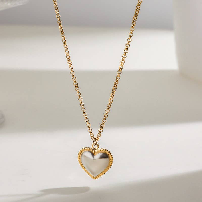 18K STAINLESS STEEL TARNISH FREE HEART NECKLACE