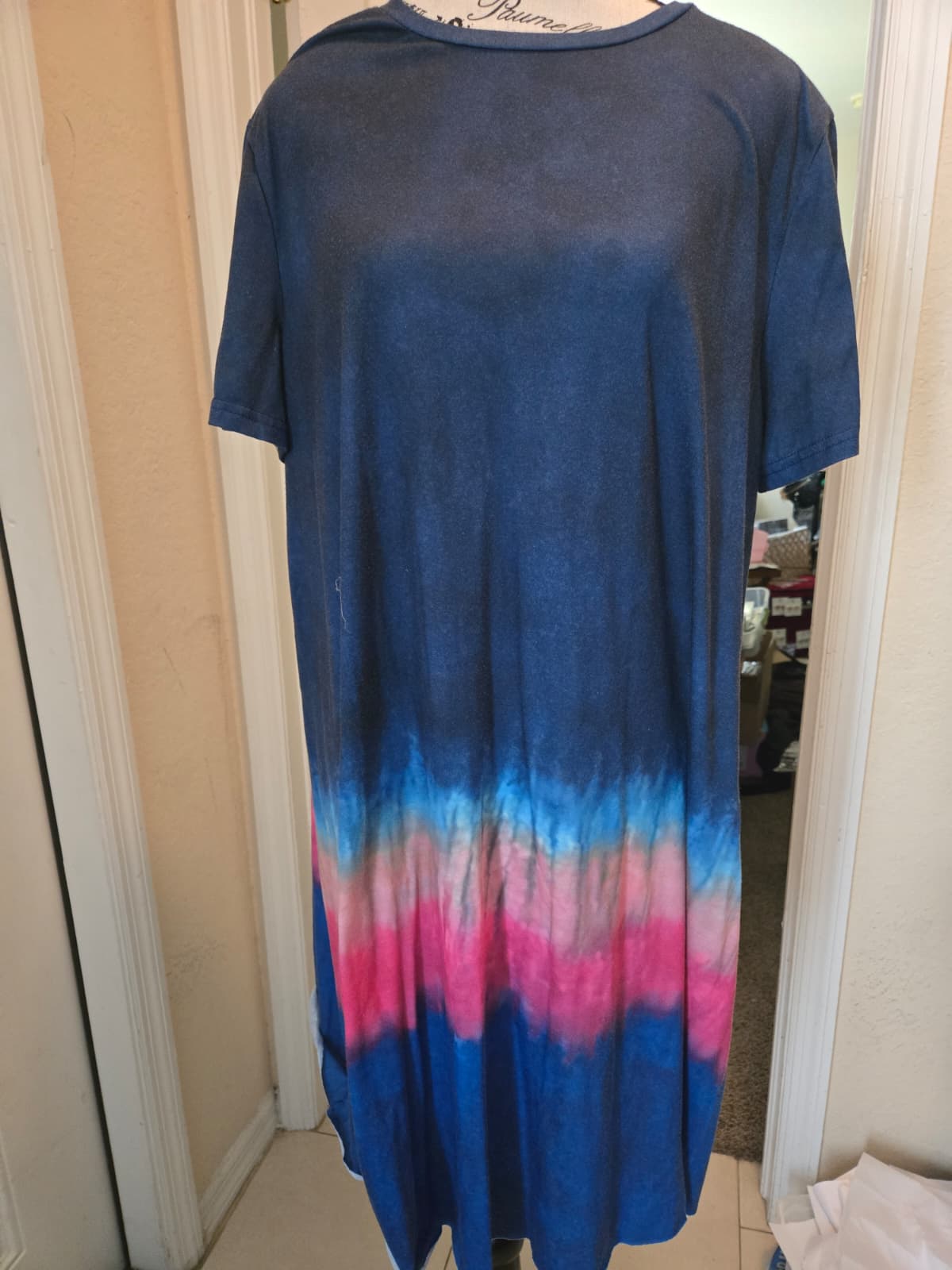 SHEIN Curve Blue Tie-Dye Midi Dress – Size 0XL