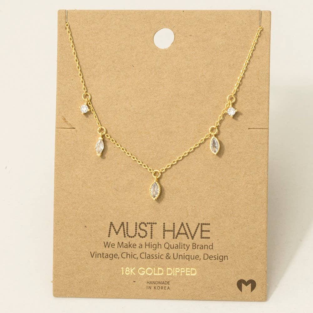 Delicate Rhinestone Station Necklace