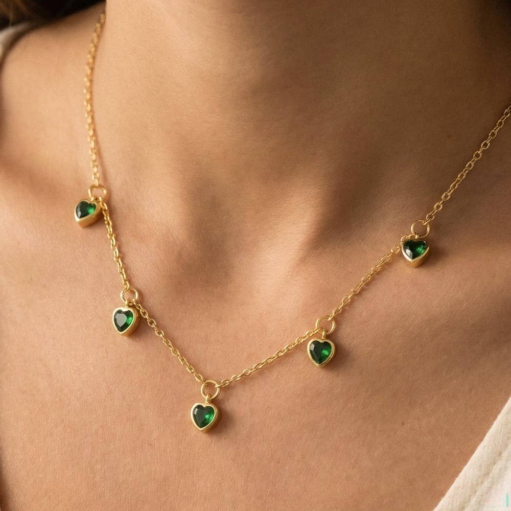 18K Gold Dipped Bezel Heart Charm Necklace
