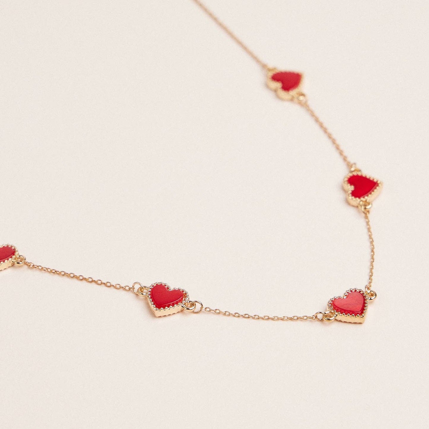 Heart Shaped Station Necklaces Gold Chain Jewelry