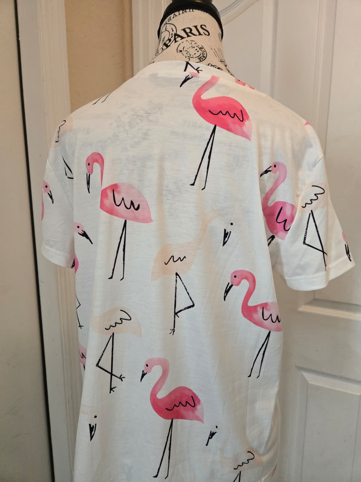 SHEIN Flamingo Print Short Sleeve Top – Size Large