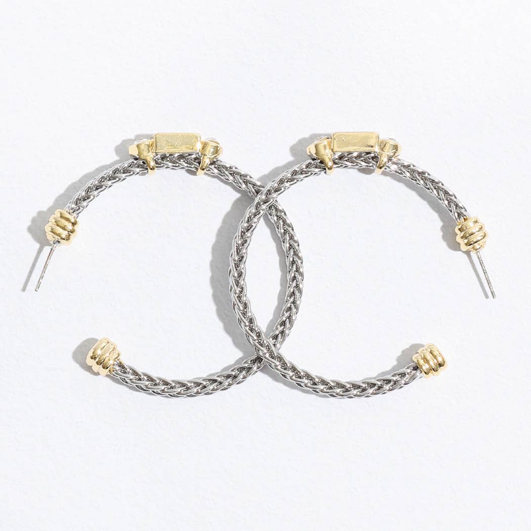 Braided Hoop Geometric Shape Post Earrings