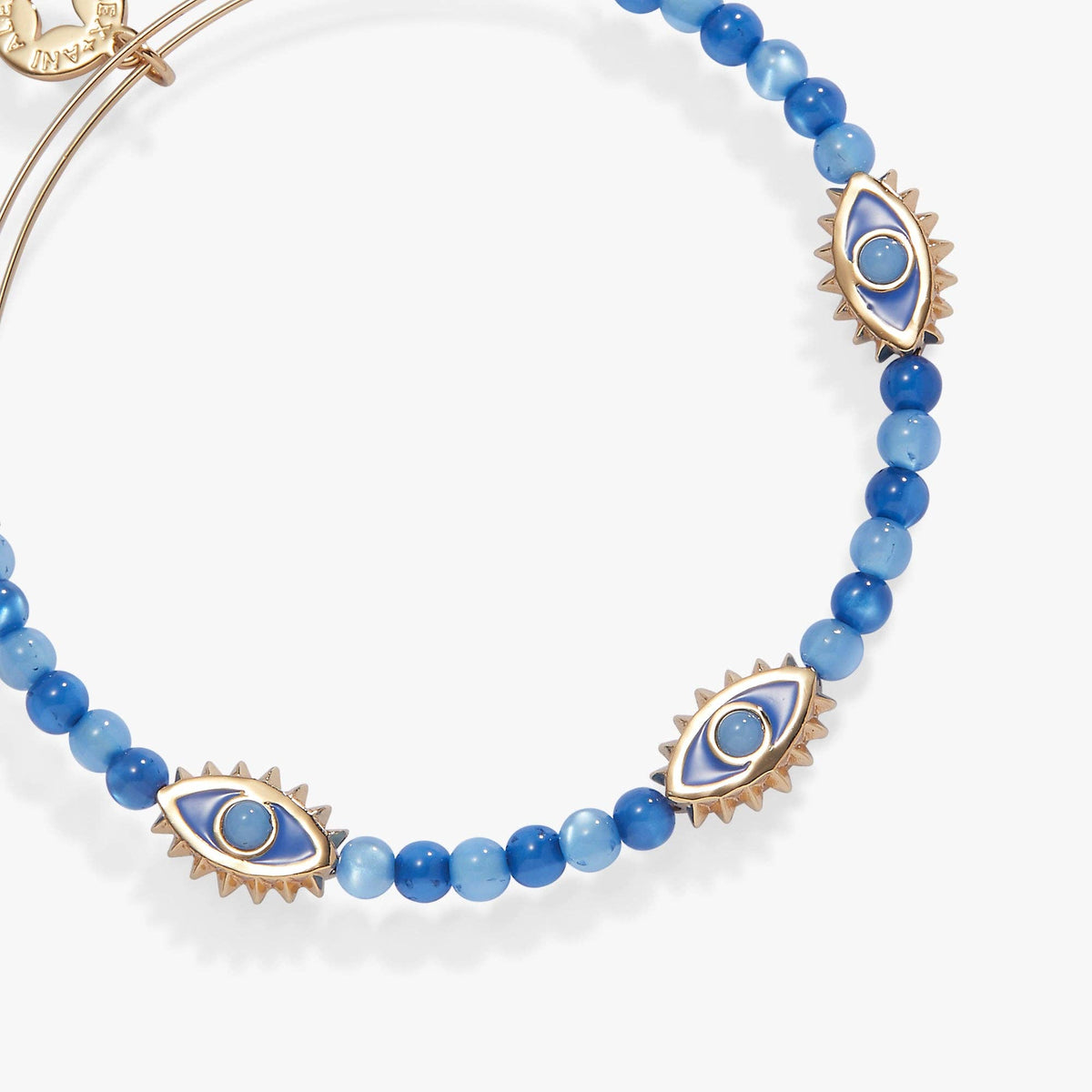 Blue Aventurine Repeat Evil Eye Charm Beaded Bangle