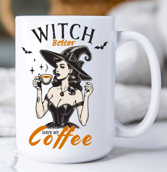 Halloween Retro Witch Better Coffee Coffee Mug