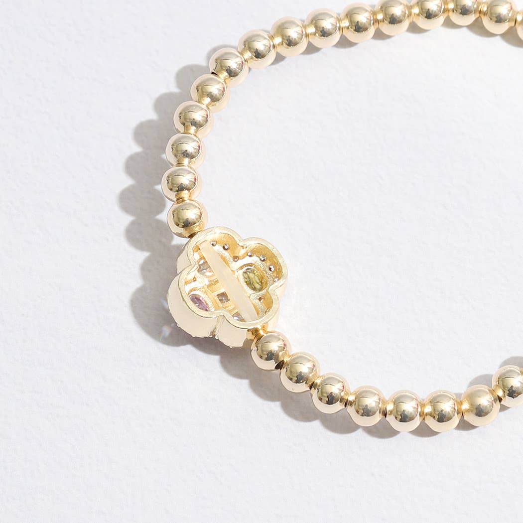 Multicolor Cross Beaded Gold Tone Bracelet