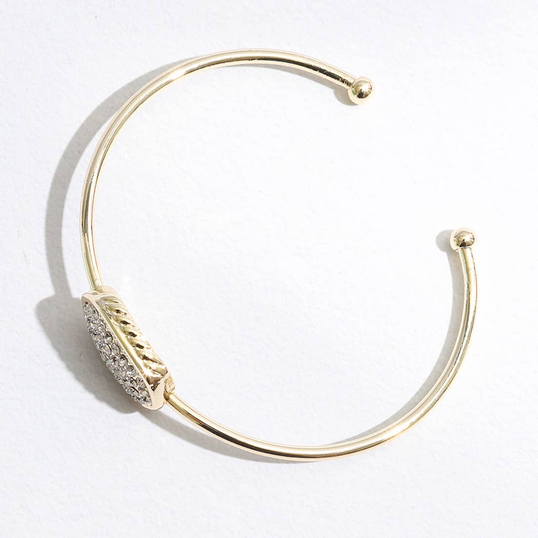 Two Tone Oval Pave Bangle Cuff Bracelet