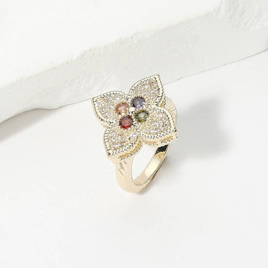 Stone Paved Clover Ring