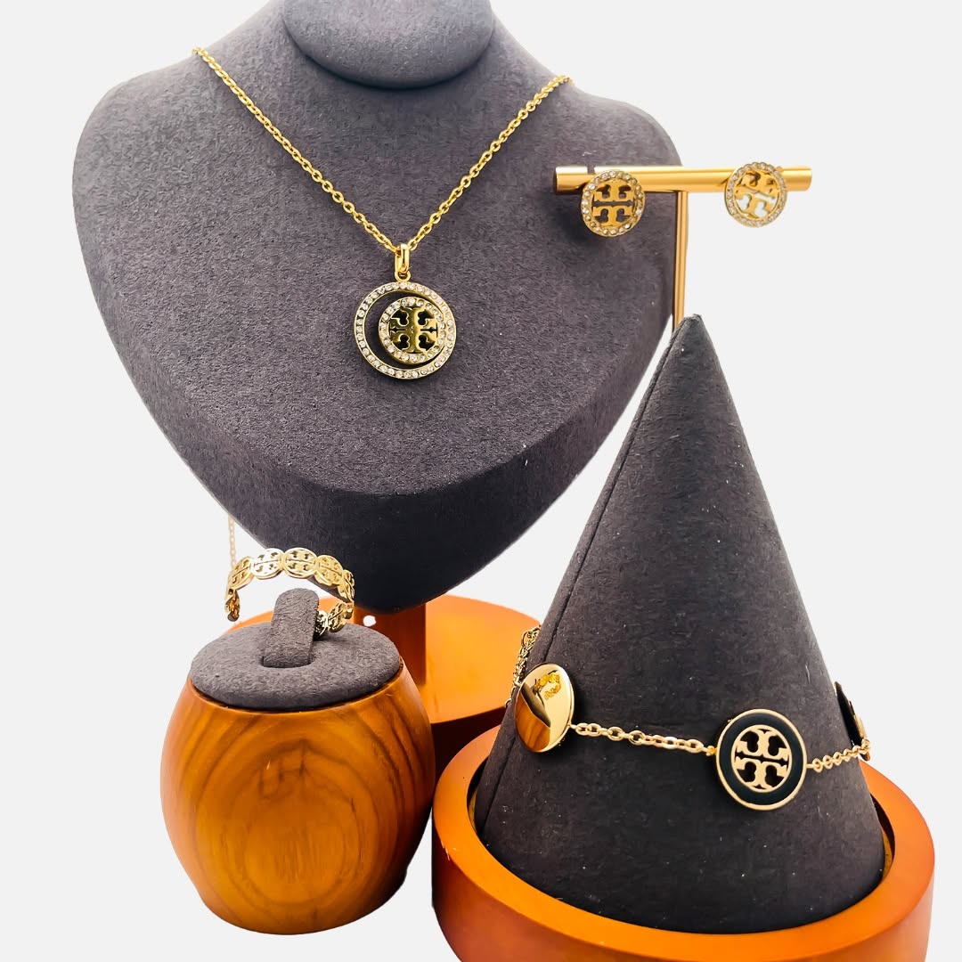 Gold Logo‑Cutout Jewelry Set