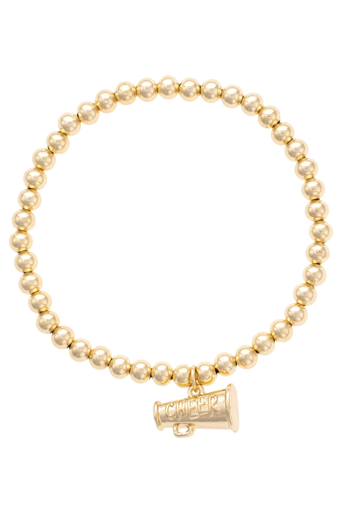 Cheer Ball Bead Stretch Bracelet in Shiny Gold
