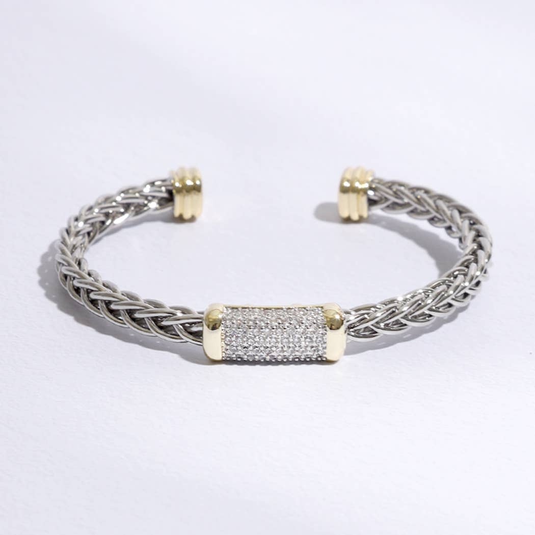 Braided Bangle with Bar Design Bracelet