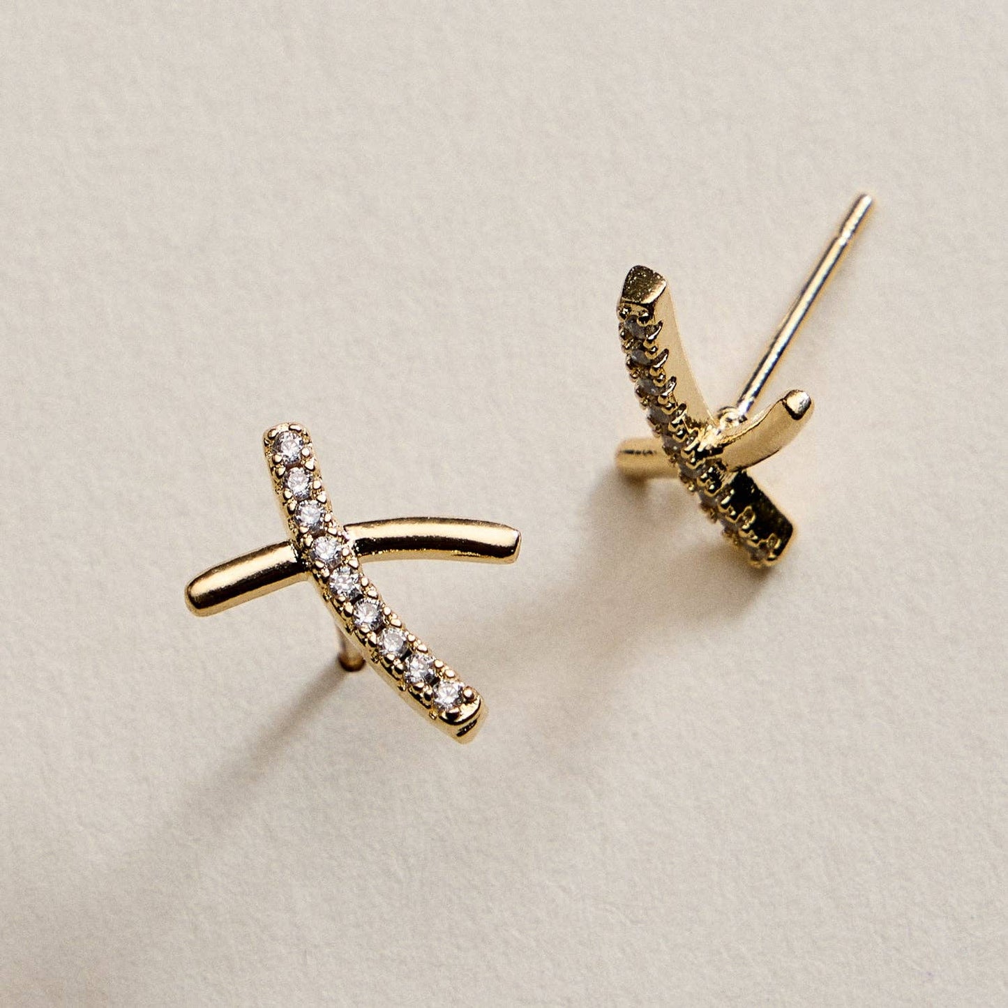 Gold Filled Curved Cross Stud Earrings | Faith Jewelry