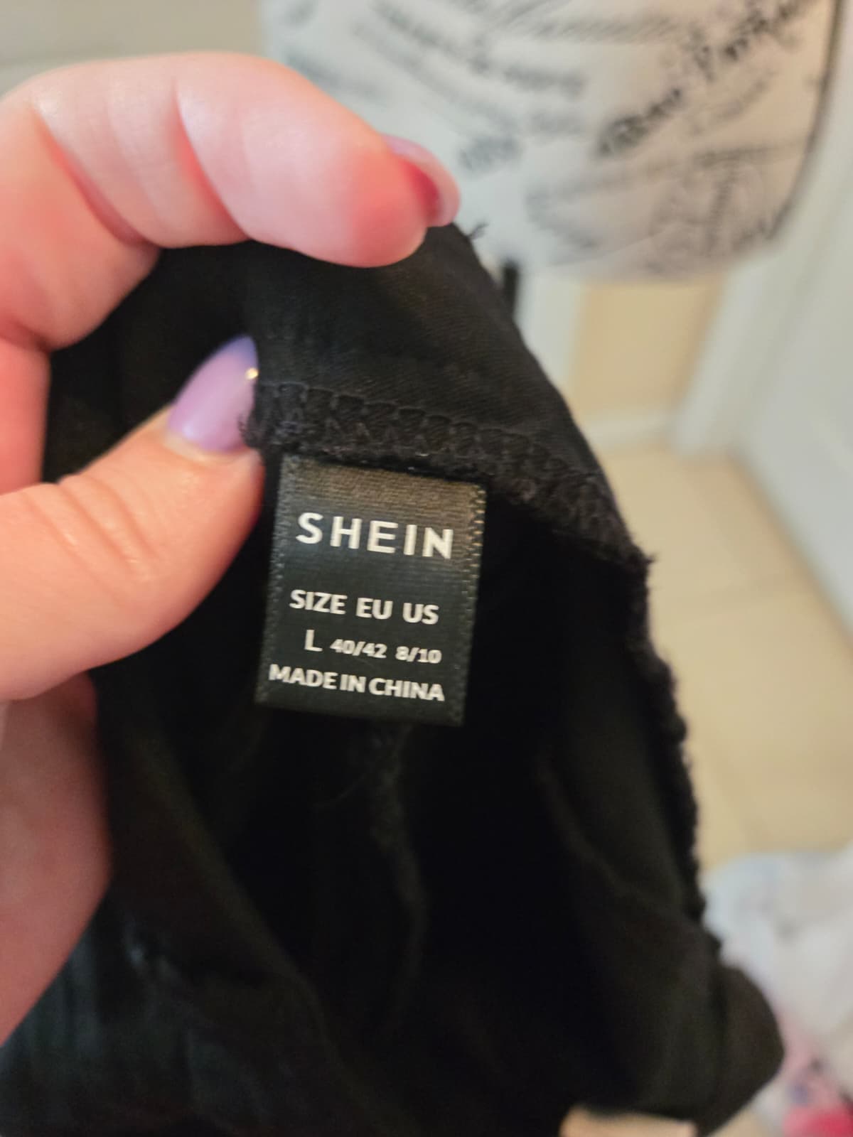 Black Pants with Leopard‑Print Cuffs – Shein Size Large