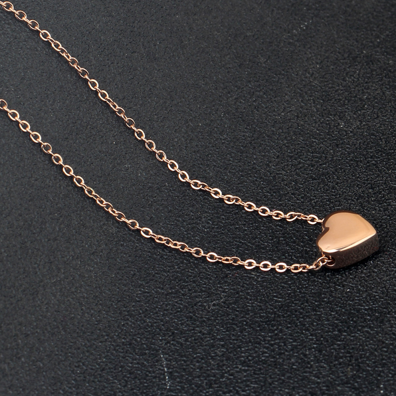 Minimalist Dainty Heart Pendant Necklace in Stainless Steel
