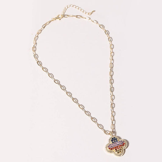Multicolor Stone Pave Clover Necklace