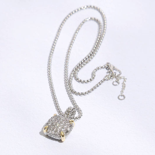 Square Shape Pave CZ Pendant Necklace