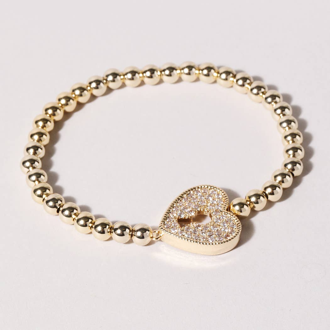 Heart Gold Beaded Bracelet