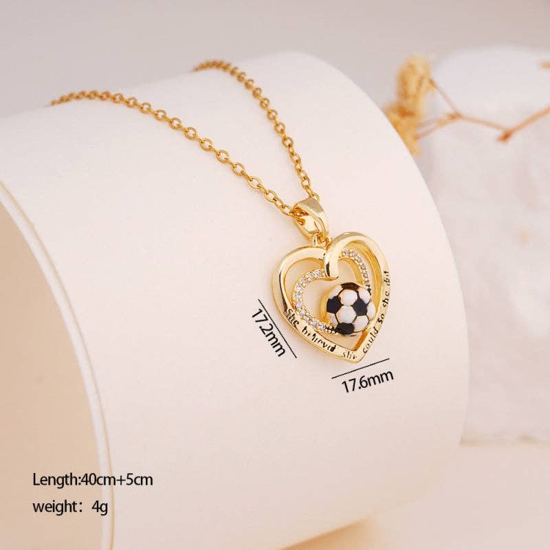Heart Infinity Soccer Pendant Necklace in Solid Copper