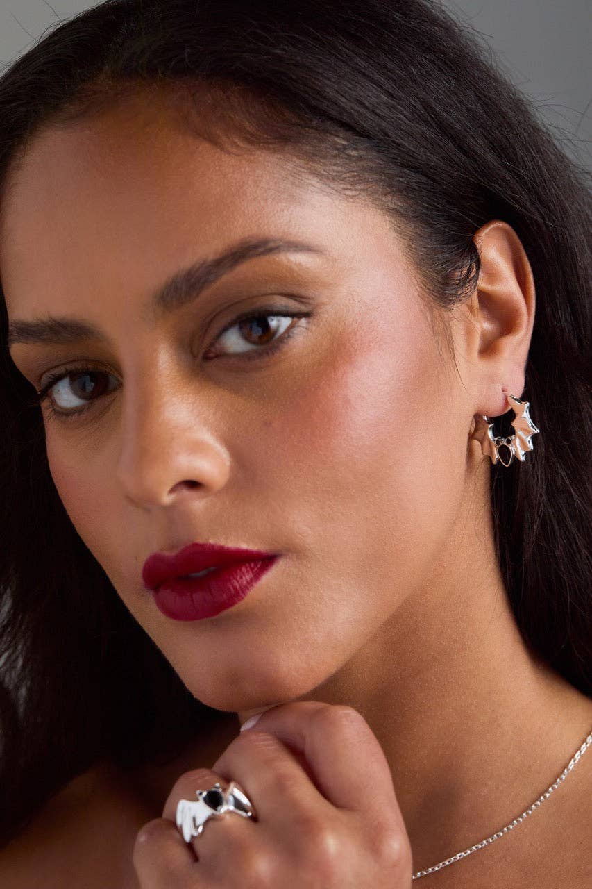Crystal Bat Hoop Earrings
