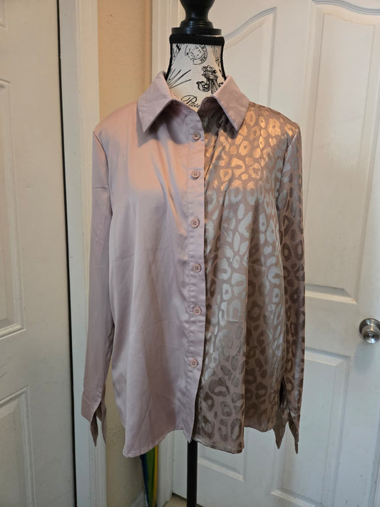 SHEIN Asymmetrical Button‑Up Shirt – Size Large