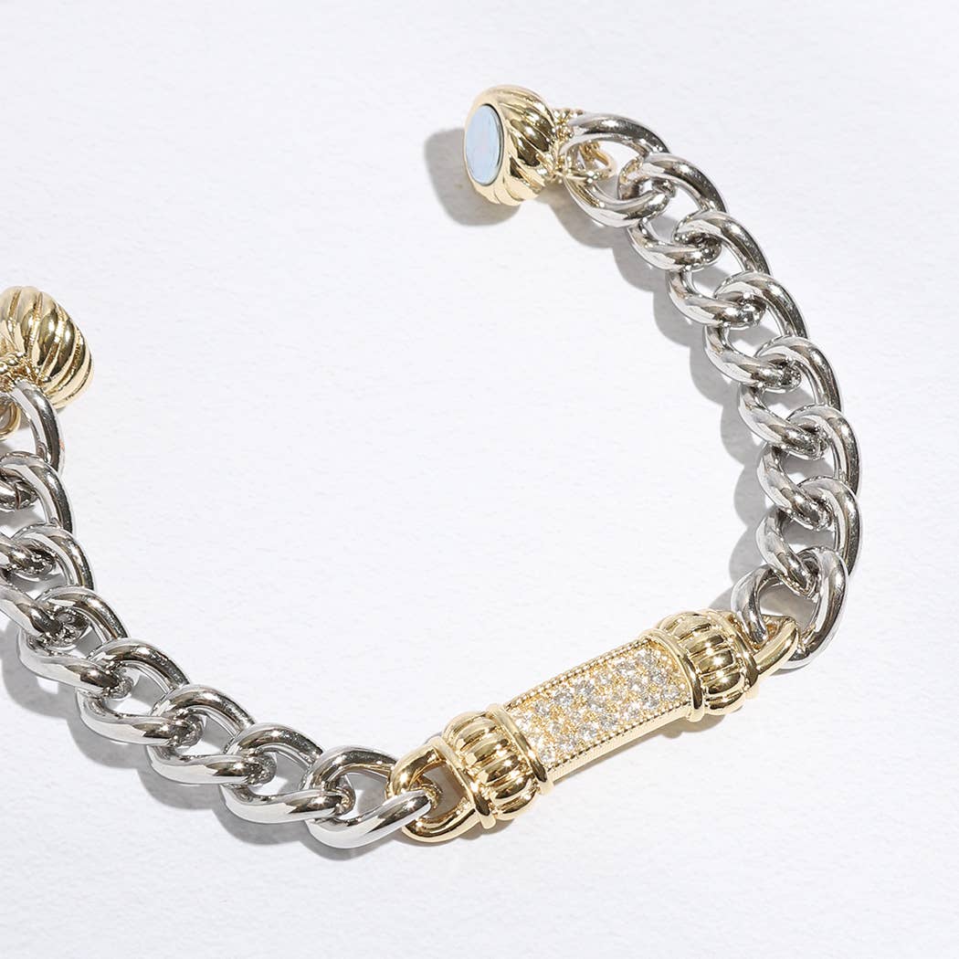 Stone Paved Bar Pointed Chain Magnetic Bracelet