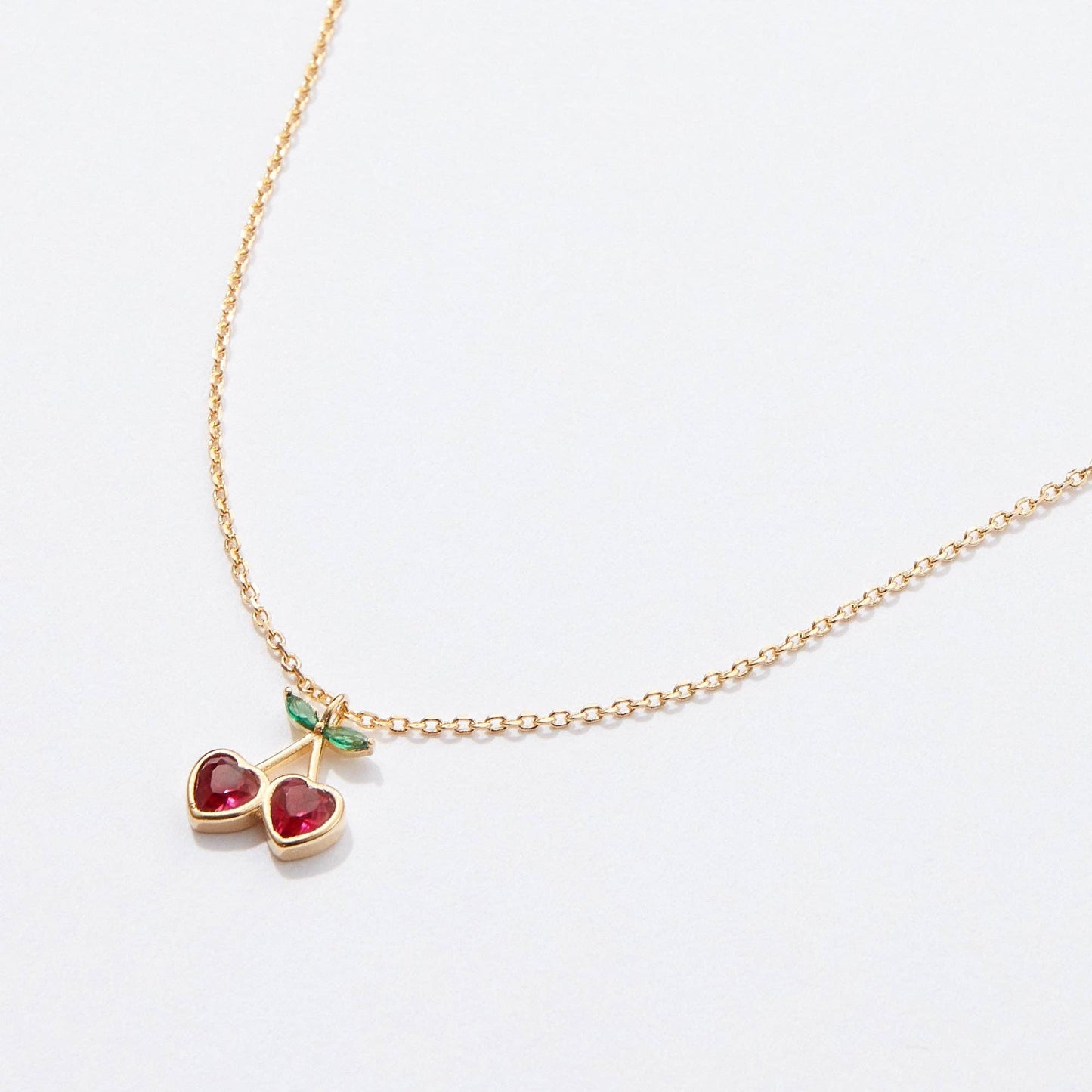 Gold Dipped Heart Cherry Pendant Necklace