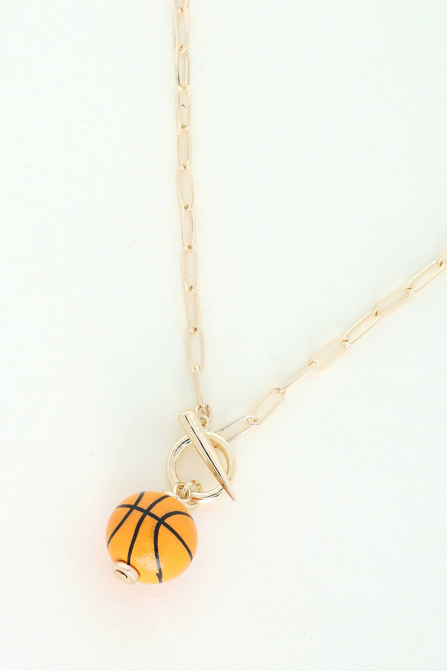 Resin Basketball Pendant Toggle Paperclip Chain Necklace