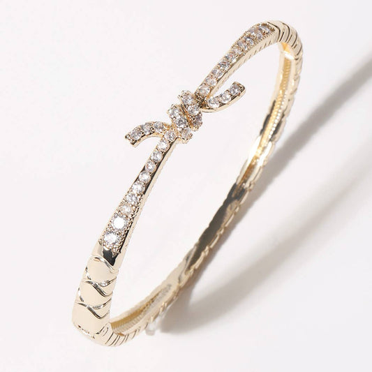 Knotted Design Gold Plated Bangle Bracelet
