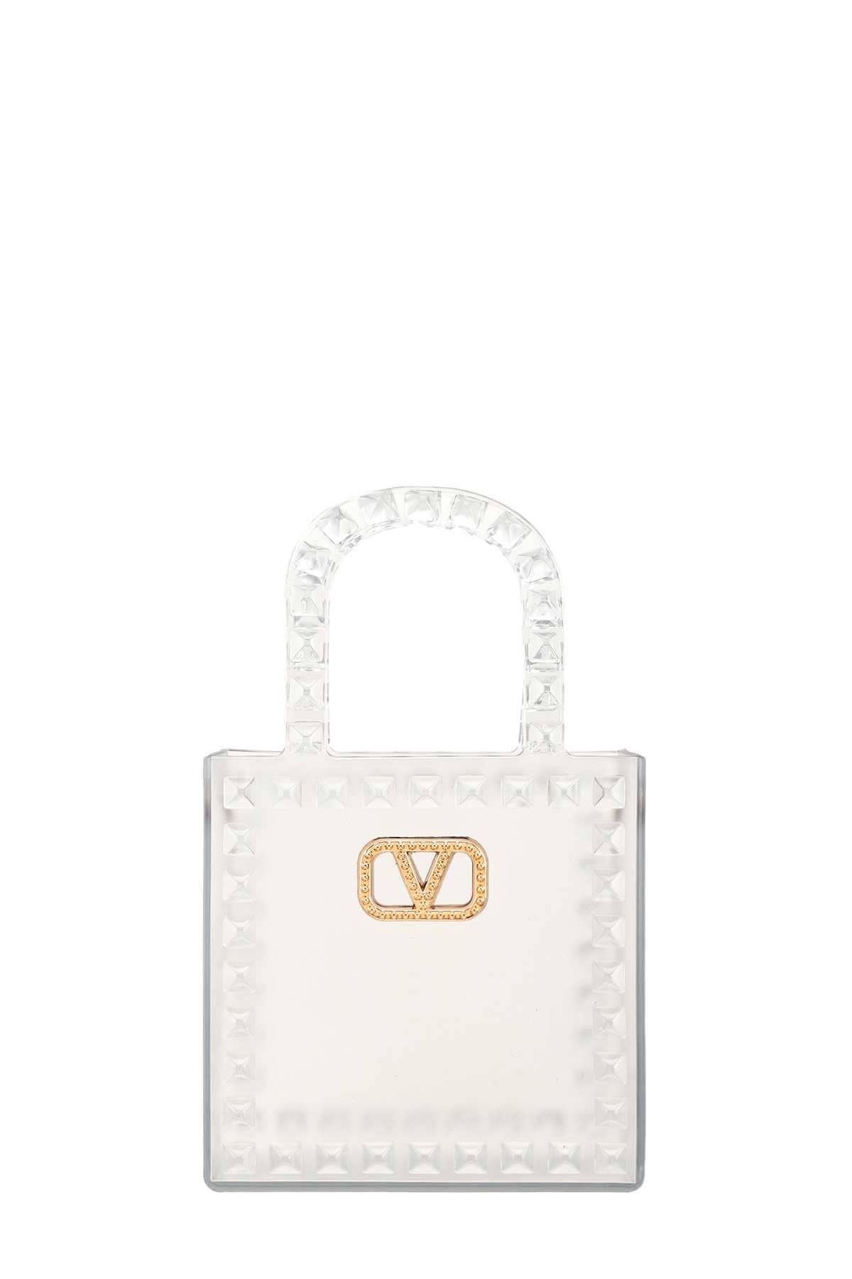 V BUCKLE HANDLE MINI JELLY BAG