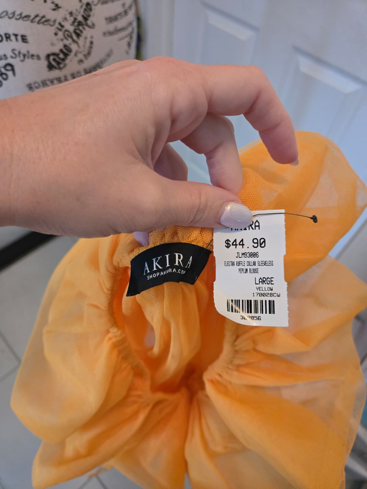 Brand New AKIRA Sheer Organza Top – Size Large