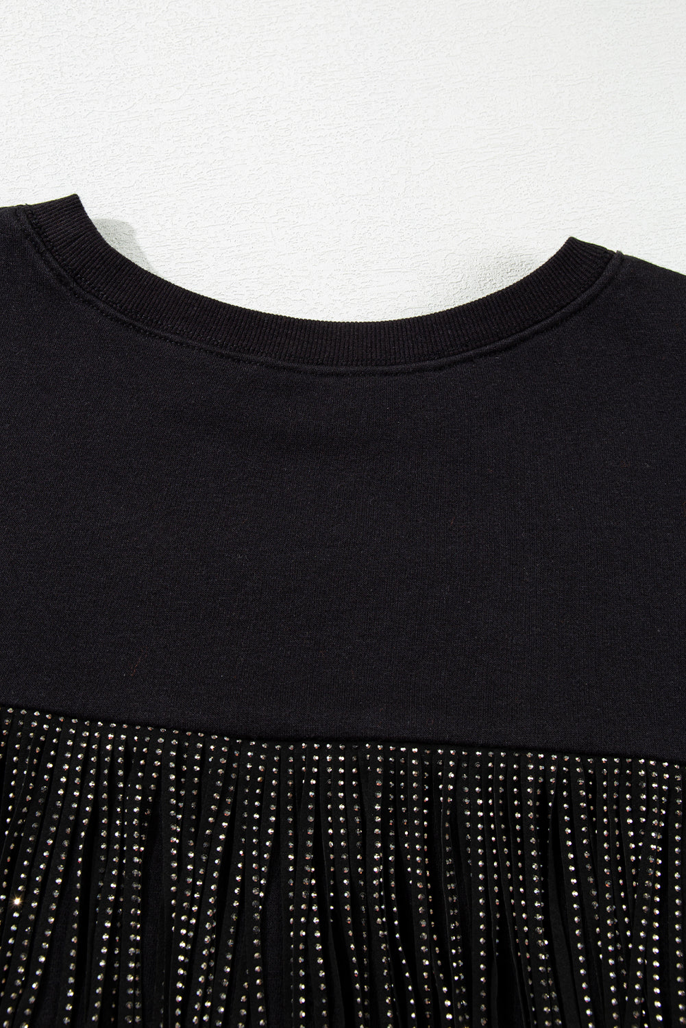 Black GAME DAY Football Sequined Tasseled Cropped Sweatshirt