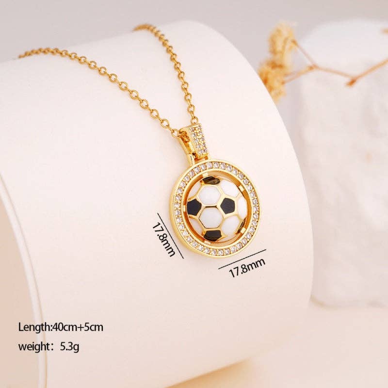 Heart Infinity Soccer Pendant Necklace in Solid Copper