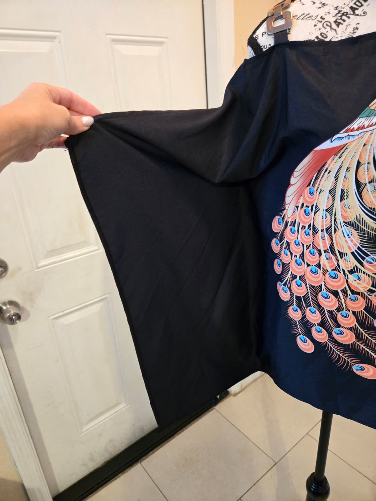 Women's Peacock Print Top – Size Large