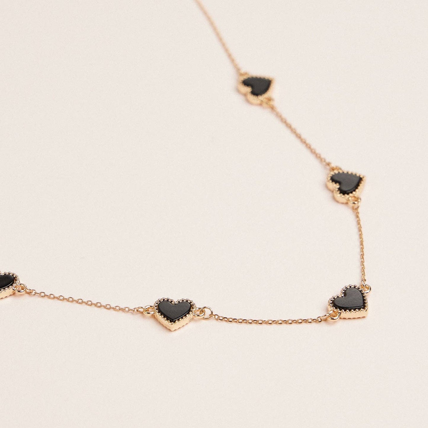 Heart Shaped Station Necklaces Gold Chain Jewelry