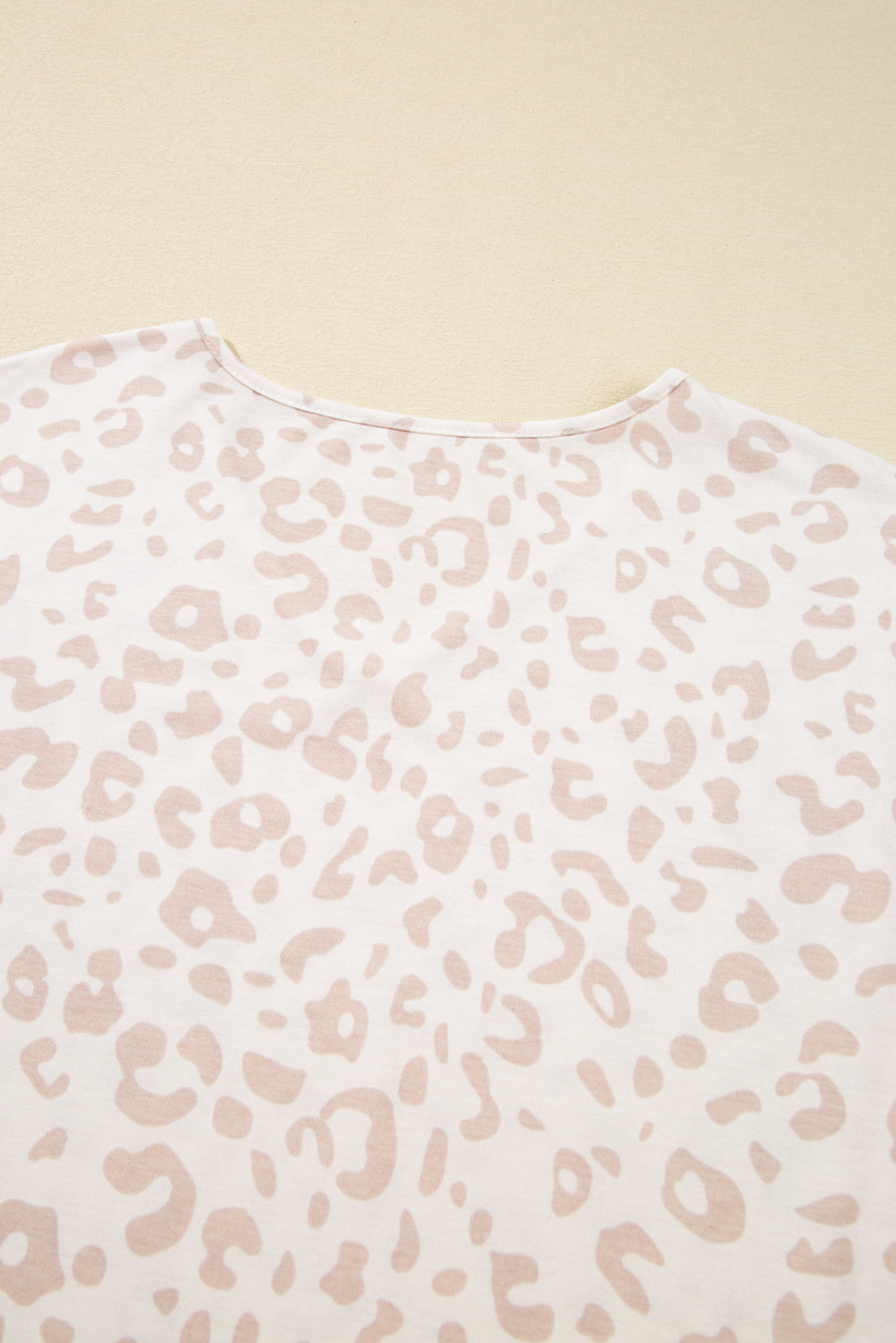 Beige Cheetah V Neck Tee and Pants Pajama Set