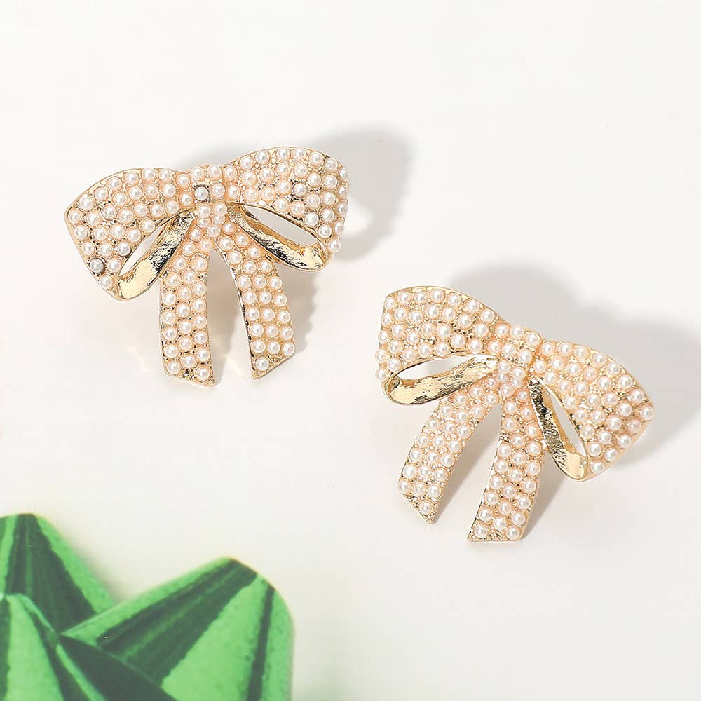 Rhinestone Paved Bow Earrings