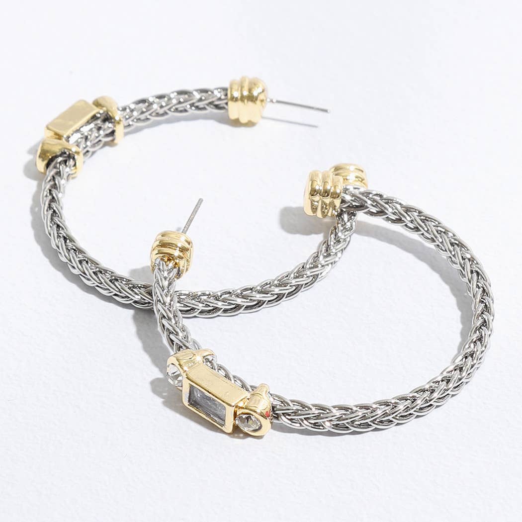 Braided Hoop Geometric Shape Post Earrings