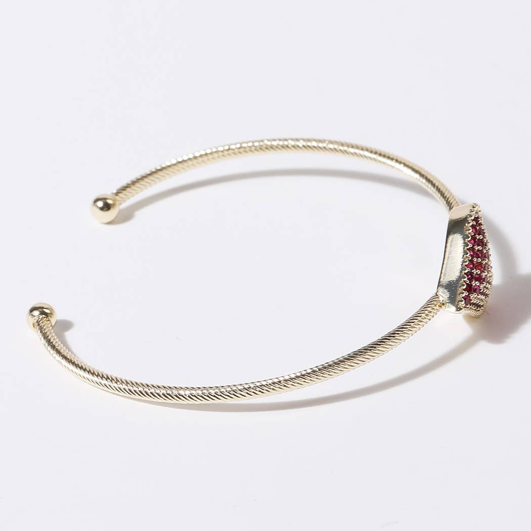 Colored Heart Gold Plated Cuff Bangle Bracelet
