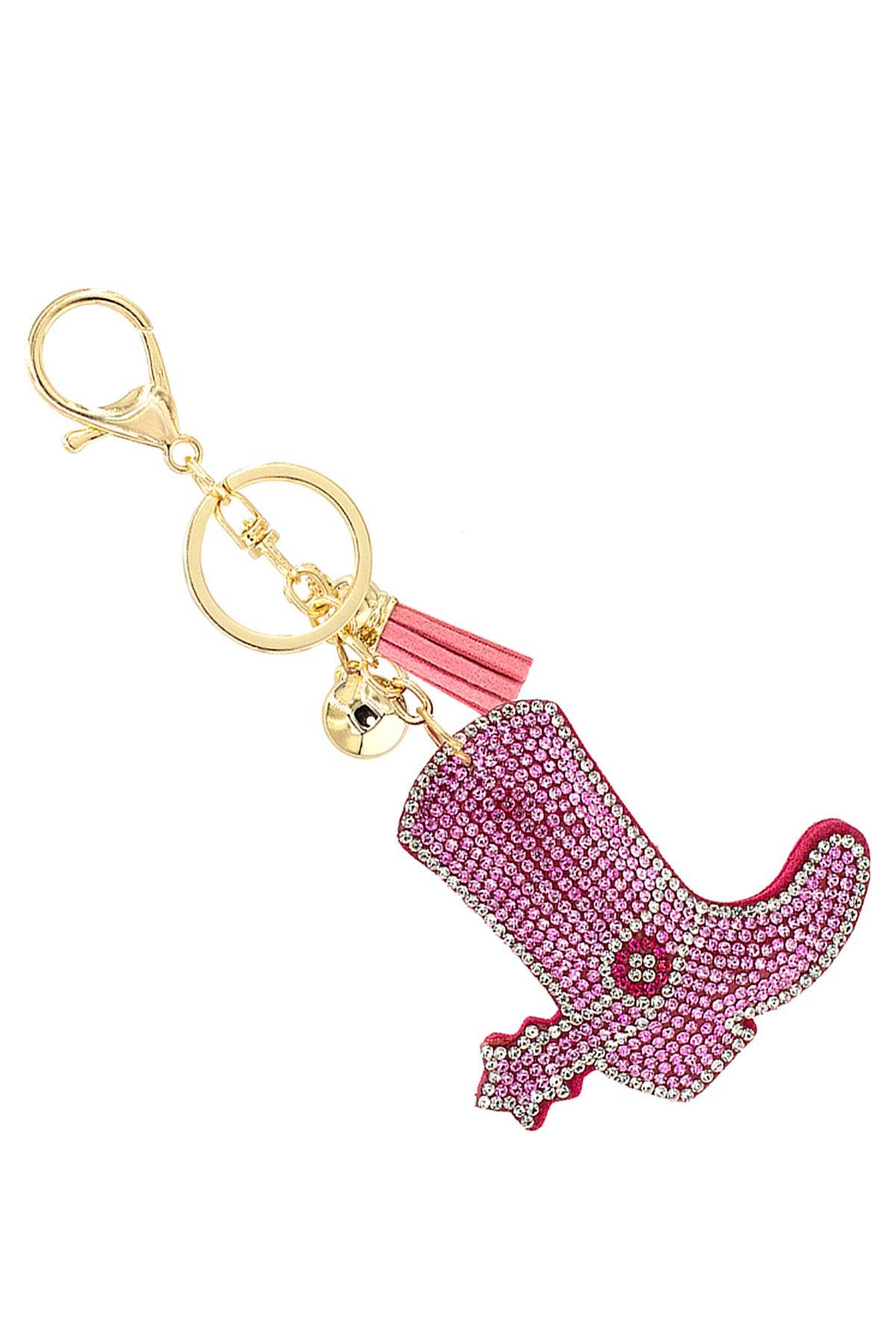 COWBOY RHINESTONE BOOTS TASSEL KEY CHAIN