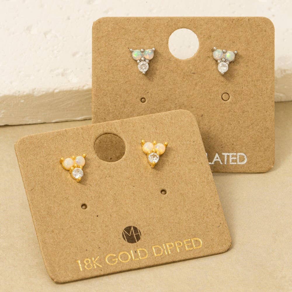 Mini Triple Opal Stud Earrings