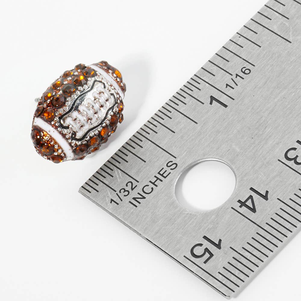 Rhinestone Embellished Football Stud Earrings