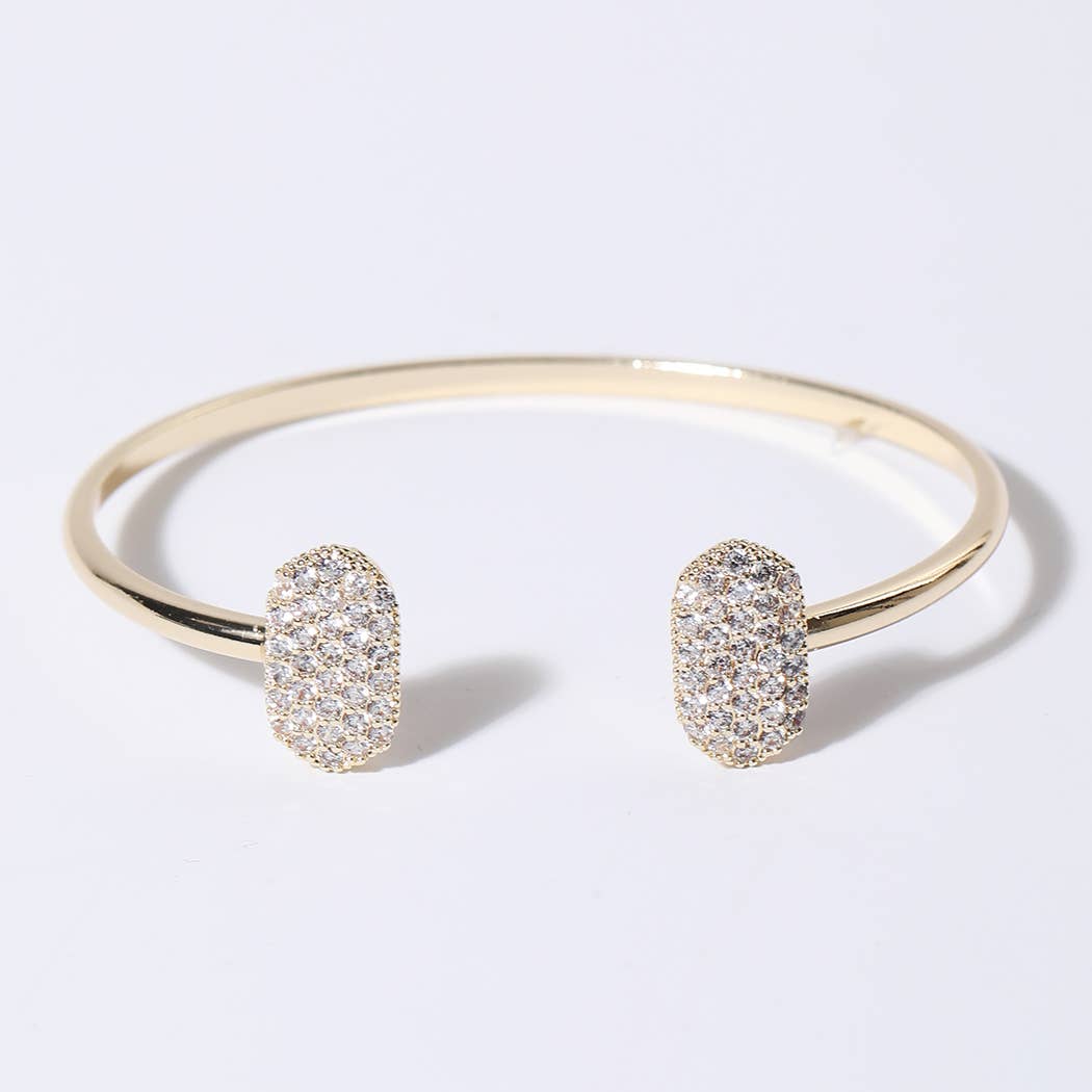 Gold Wire Pave Hexagon Bangle Bracelet