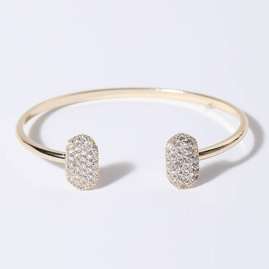 Gold Wire Pave Hexagon Bangle Bracelet