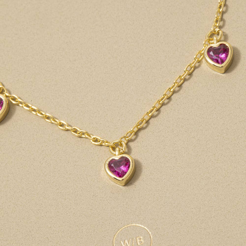 18K Gold Dipped Bezel Heart Charm Necklace
