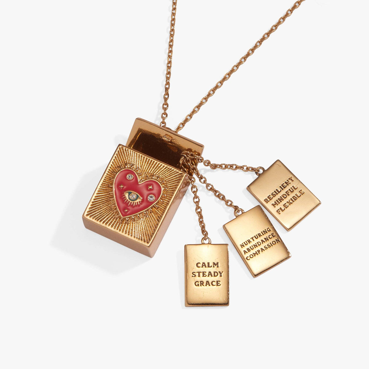 Good Fortune Tarot Box Locket Pendant Necklace